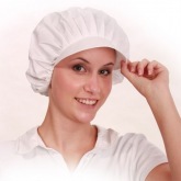 Cepure ar nagu, kokvilnas, sieviešu, mazgājama, baltā krāsā, iepakojumā 10 gab. Franz Mensch